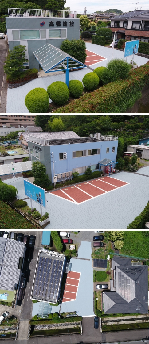 本社駐車場をストリートプリント工法にて改修しました